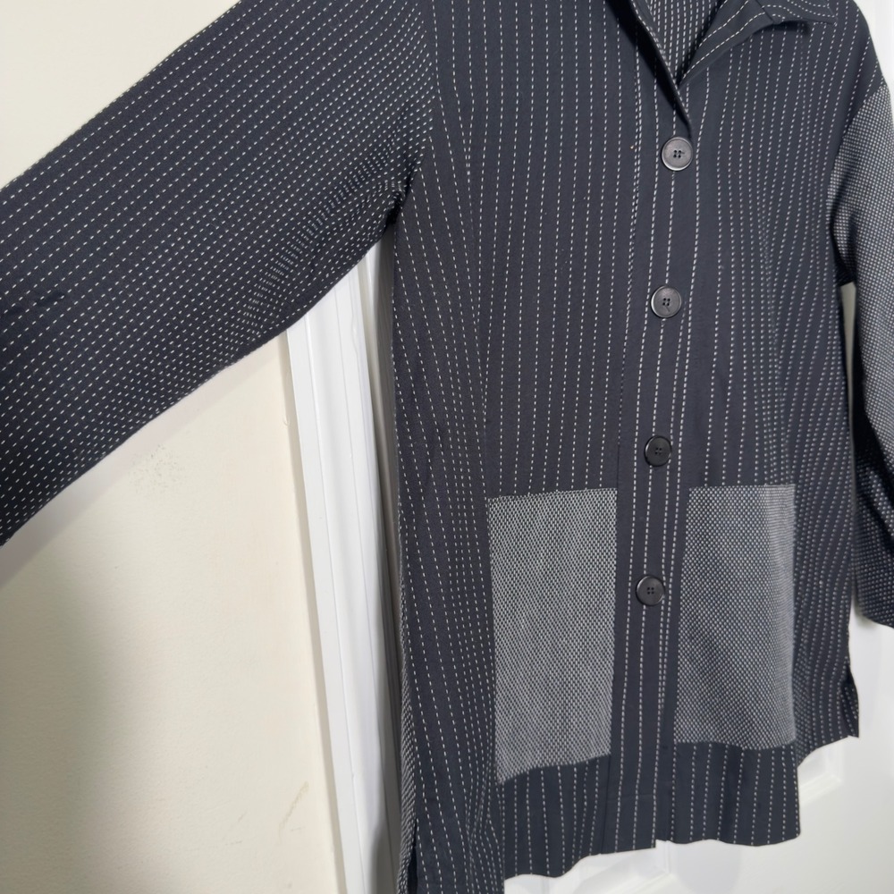 Vitamin Black Pinstripe Button Front Jacket Shirt USA Made Size S - Picture 2 of 5